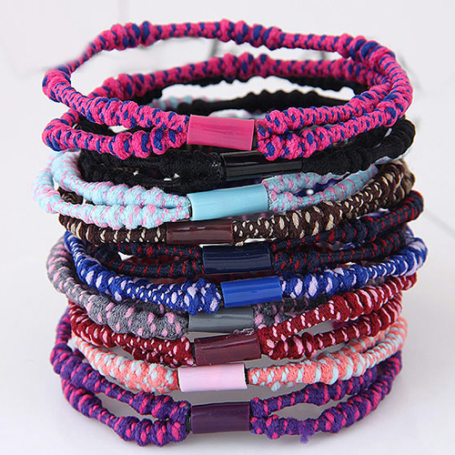 Fashion Multi-color Beads Decorated Color Matching Simple Hair Band (color Randomly)