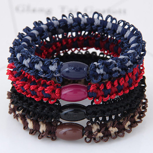 Fashion Multi-color Beads Decorated Color Matching Simple Hair Band (color Randomly)