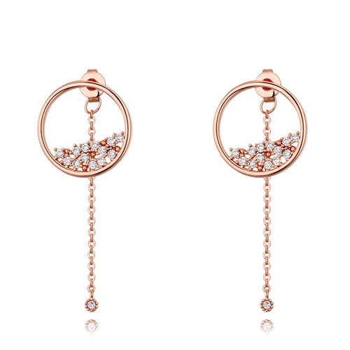 Fashion Gold Color Round Shape Diamond Decorated Simple Pure Color Earrings