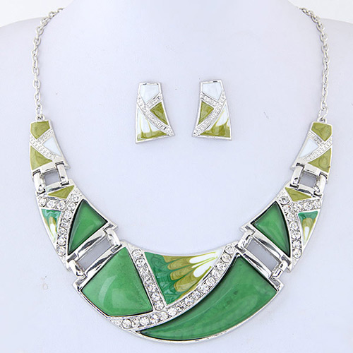 Trendy Green Pure Color Decorated Irregular Shape Jewelry Sets