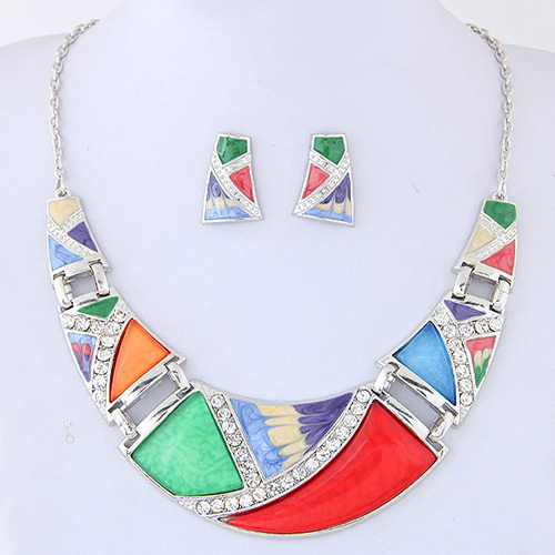 Trendy Multi-color Color Matching Decorated Irregular Shape Jewelry Sets