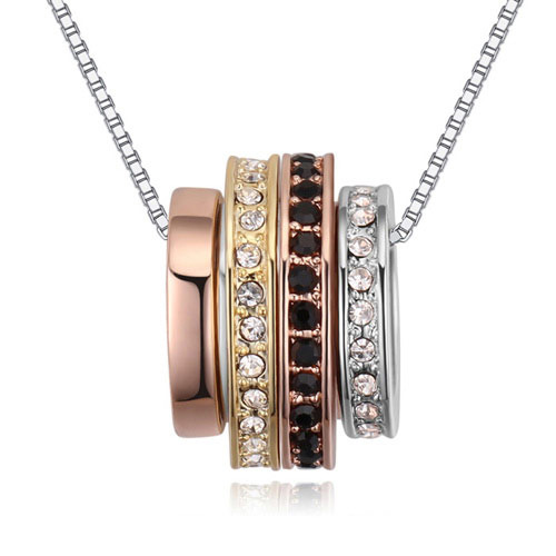 Fashion Champagne Diamond Decorated Color Matching Multi-layer Necklace