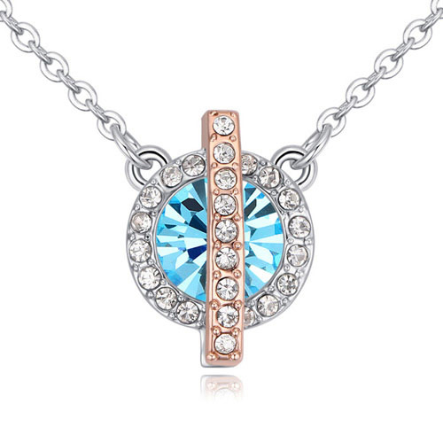 Fashion Blue Round Shape Diamond Decorated Color Matching Necklace