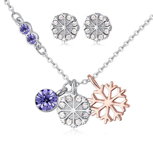 Fashion Multi-color Snowflake Pendant Decorated Color Matching Jewelry Sets