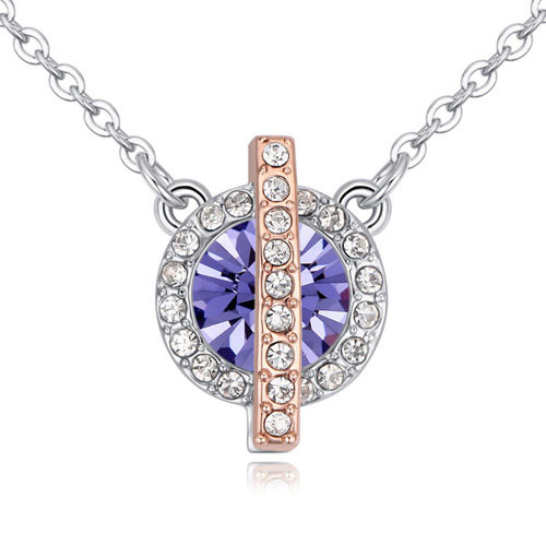 Fashion Purple Round Shape Diamond Decorated Color Matching Necklace