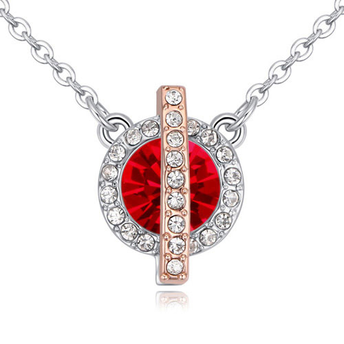 Fashion Red Round Shape Diamond Decorated Color Matching Necklace