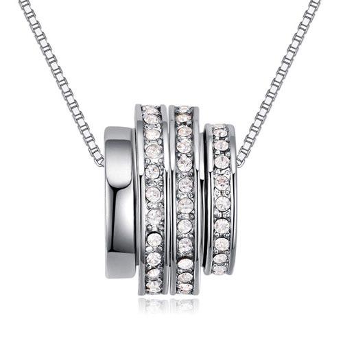 Fashion White Round Shape Diamond Decorated Pure Color Multi-layer Necklace