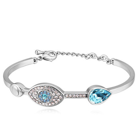 Fashion White+blue Eye Shape Decorated Color Matching Simple Bracelet