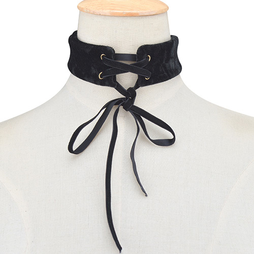 Exaggerated Black Bowknot Weaving Decorated Pure Color Chocker