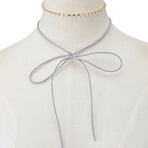 Elegant Gray Bowknot Pendant Decorated Doule Layer Chocker