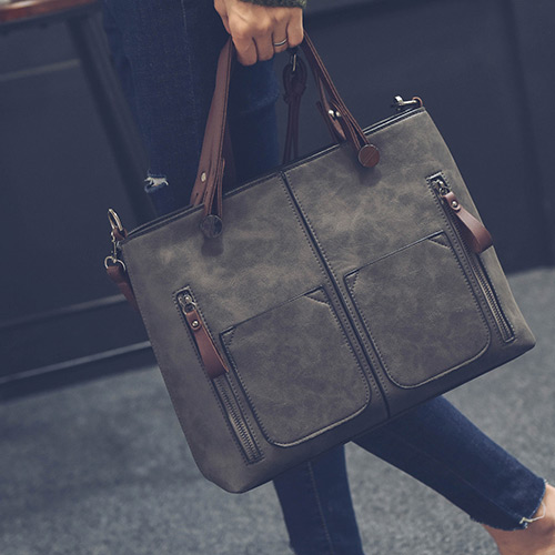 Fashion Gray Pure Color Design Square Shape Simple Handbag