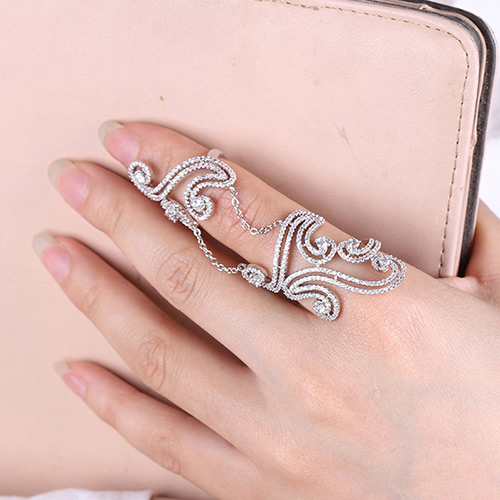 Fashion Silver Color Diamond Decorated Hollow Out Cloud Shape Pure Color Ring
