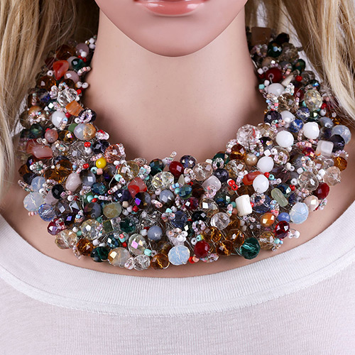 Fashion Multi-color Beads Decorated Multi-layer Handmade Choker