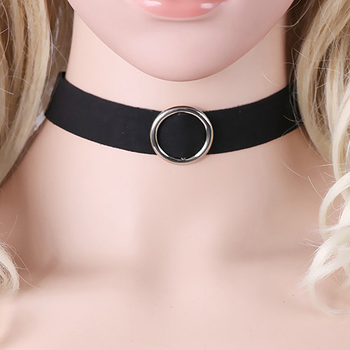 Elegant Silver Color Hollow Out Round Shape Decorated Simple Width Choker