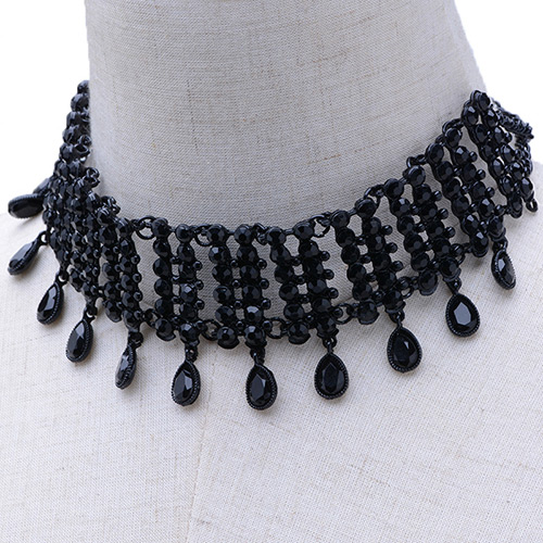 Fashion Black Pure Color Decorated Hollow Out Simple Choker