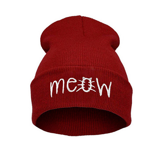 Cute Red Letter Shape Decorated Pure Color Simple Hat