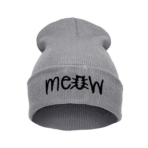 Cute Gray Letter Shape Decorated Pure Color Simple Hat
