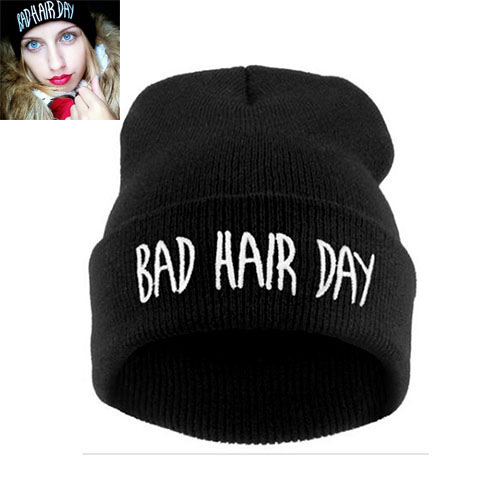Fashion Black Bad Hair Day Letter Decorated Pure Color Simple Hat