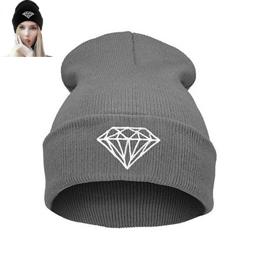 Fashion Gray Diamond Shape Pattern Decorated Simple Hat