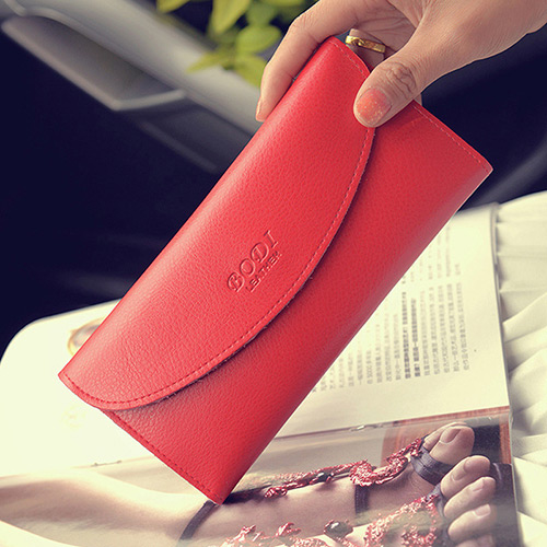 Elegant Red Letter Pattern Decorated Pure Color Handbag