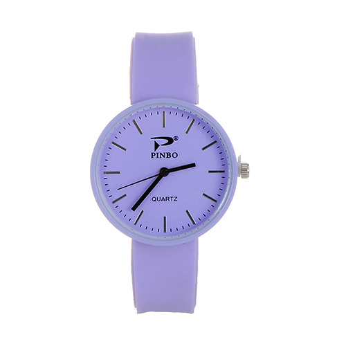 Fashion Purple Pure Color Decorated Big Dial Design Simple Watch