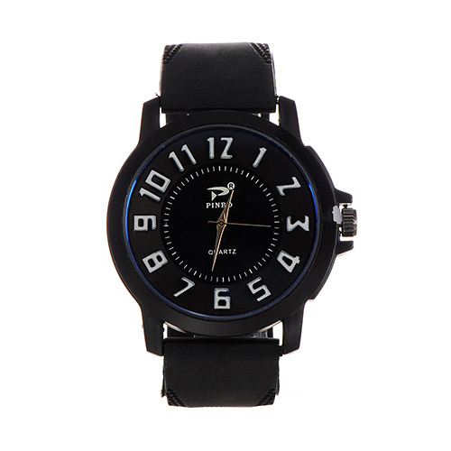 Fashion Black+white Big Digital Decorated Pure Color Strap Big Dial Design Watch