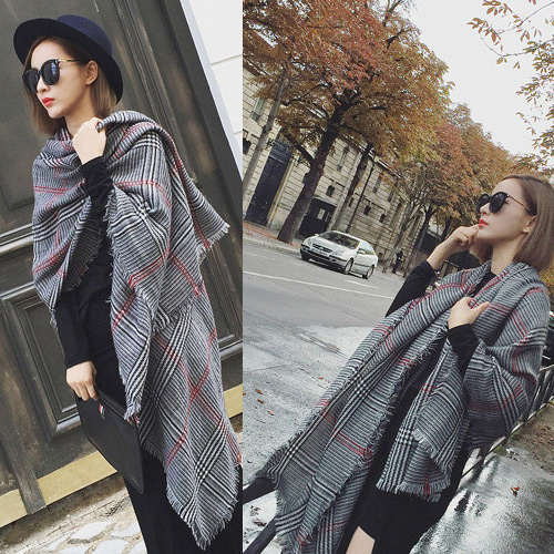 Fashion Gray Plover Pattenr Decorated Color Matching Design Shawl