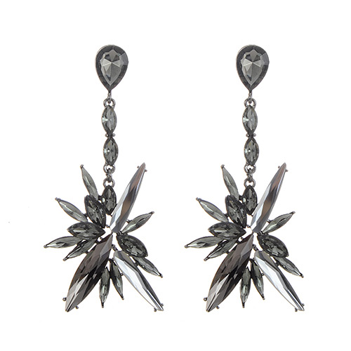 Fashion Black Oval Shape Diamond Decorated Irregular Shape Simple Earrings