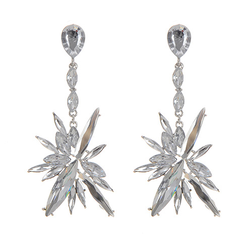 Fashion Silver Color Oval Shape Diamond Decorated Irregular Shape Simple Earrings