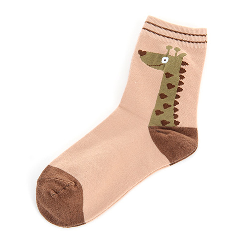 Lovely Coffee Cartoon Giraffe Pettern Decorated Simple Socks
