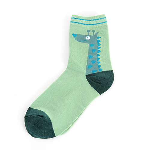 Lovely Green Cartoon Giraffe Pettern Decorated Simple Socks