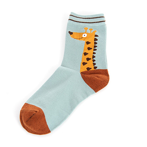 Lovely Blue+brown Cartoon Giraffe Pettern Decorated Simple Socks