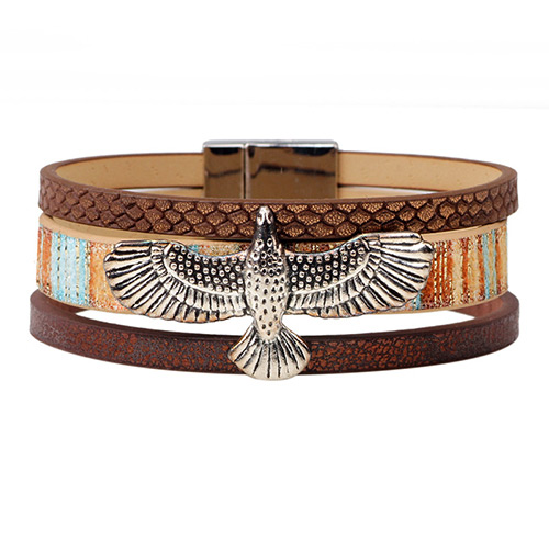 Retro Coffee Eagle Shape Decorated Simple Bracelet