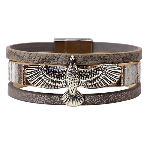 Retro Gray Eagle Shape Decorated Simple Bracelet