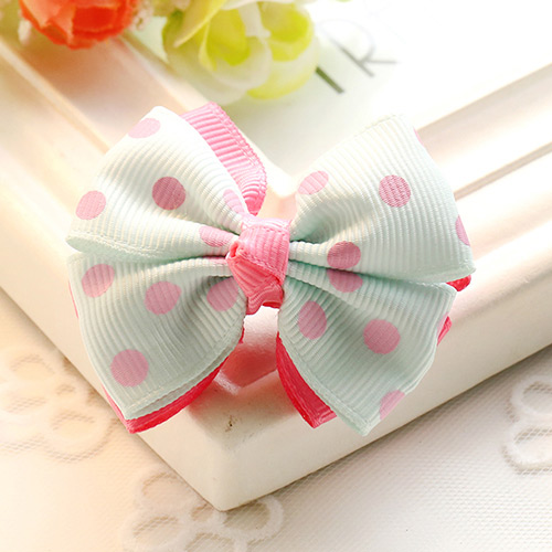 Fashion Watermelon Red Dot Decorated Bowknot Design Color Matching Hair Clip