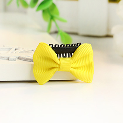 Fashion Yellow Bowknot Decorated Pure Color Simple Hair Clip