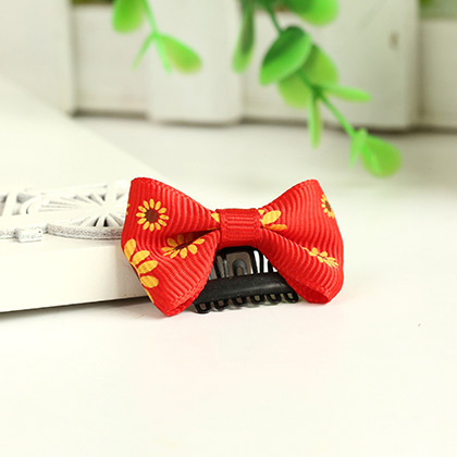 Fashion Red Sunflower Pattern Decorated Bowknot Design Simple Hair Clip