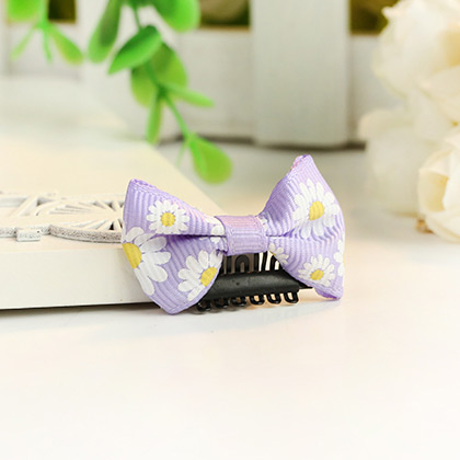 Fashion Purple Sunflower Pattern Decorated Bowknot Design Simple Hair Clip