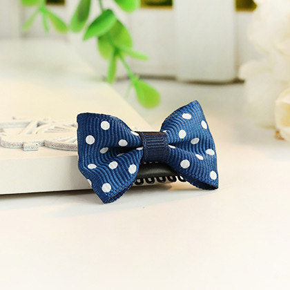 Fashion Navy Dot Pattern Decorated Bowknot Design Simple Hair Clip