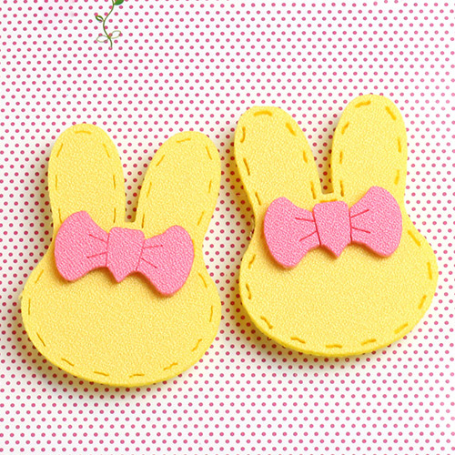 Fashion Yellow Bowknot Decorated Rabbit Ears Simple Hair Sticky