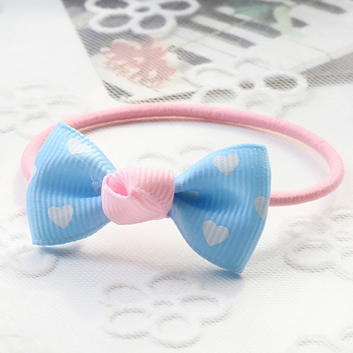 Fashion Blue Heart Pattern Decorated Bowknot Decorated Hair Band