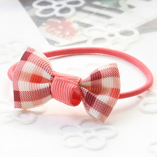 Fashion Beige Grid Pattern Decorated Bowknot Decorated Hair Band
