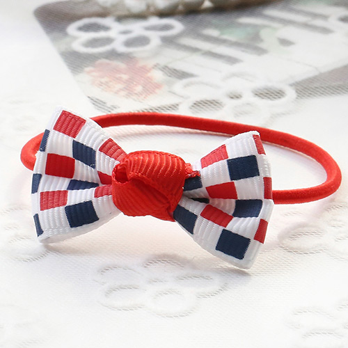 Fashion Navy Grid Pattern Decorated Bowknot Decorated Hair Band