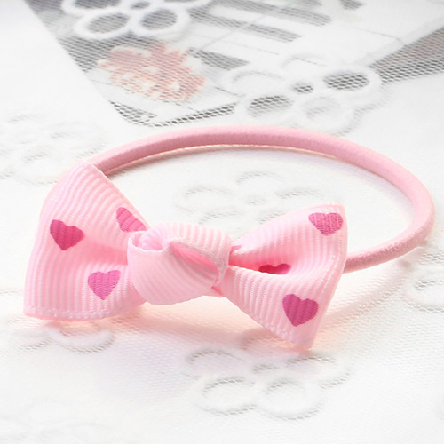 Fashion Pink Heart Pattern Decorated Bowknot Decorated Hair Band