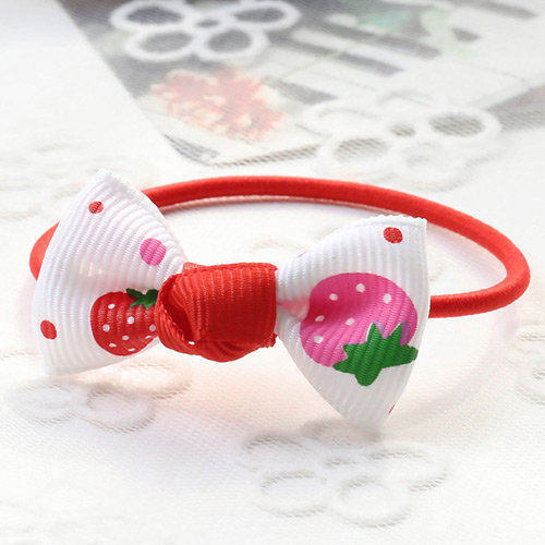Fashion White Strawberry Pattern Decorated Bowknot Decorated Hair Band