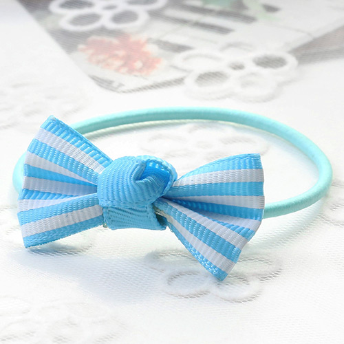 Fashion Blue Grid Pattern Decorated Bowknot Decorated Hair Band