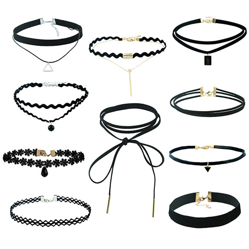 Fahion Black Pure Color Decorated Double Layer Jewelrt Sets (10 Pieces)