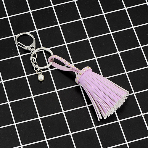 Fashion Purple Key Chain Of Pure Color Decorated With Rivets