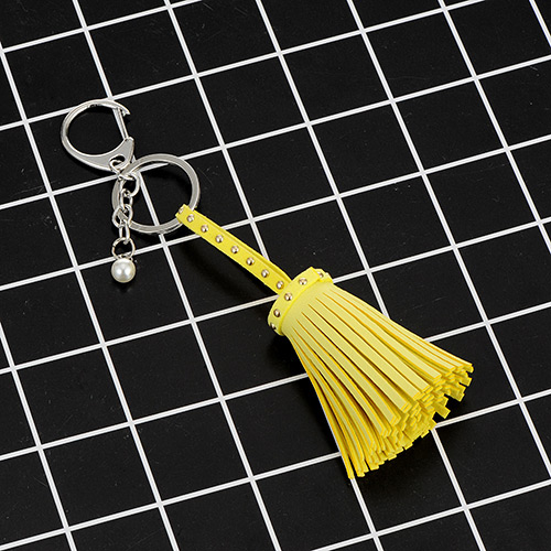 Fashion Yellow Key Chain Of Pure Color Decorated With Rivets