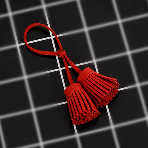 Trendy Red Key Chain Of Pure Color Decorated With Double Tassel